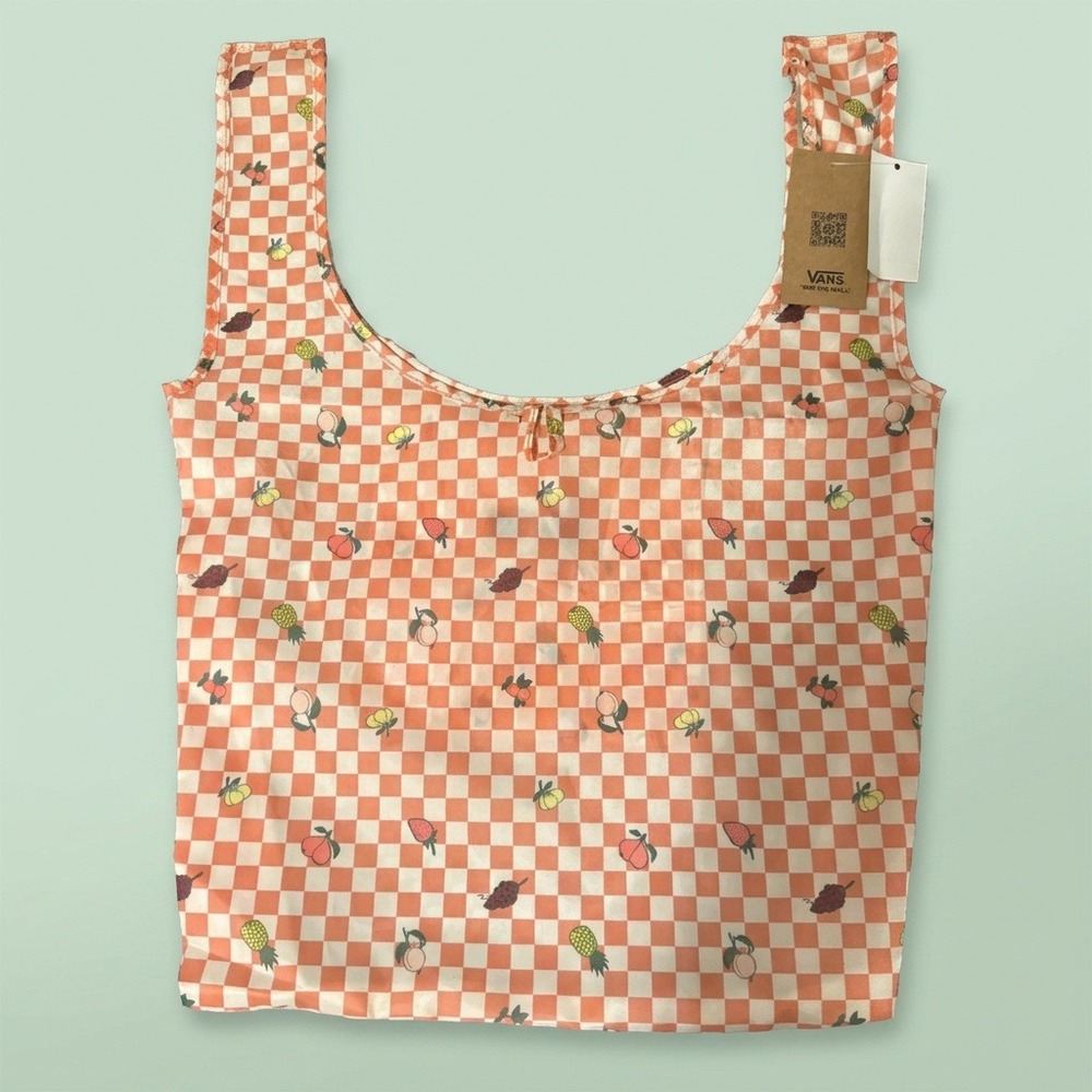 Vans Contortion Sunbaked Checkerboard Tote Bag Packable Fruit Orange NWT